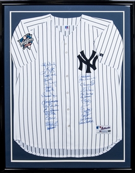 2000 World Series Champions New York Yankees Team Signed Jersey Framed with 27 Signatures Including Rivera and Jeter (Steiner)